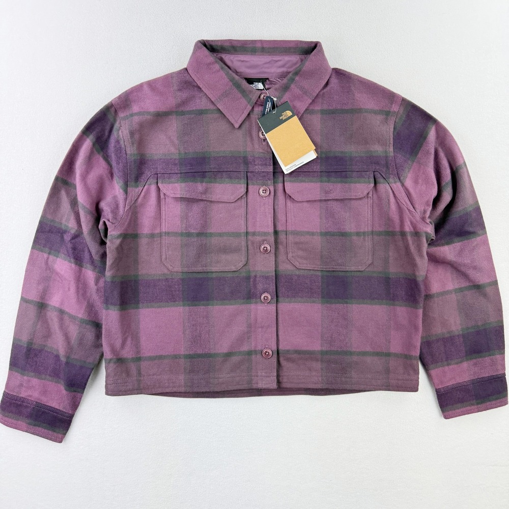 THE NORTH FACE Womens Valley Flannel Shacket Size L‎ Relaxed Mauve Plaid